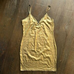 Missguided GOLD metallic and black bodycon dress size medium